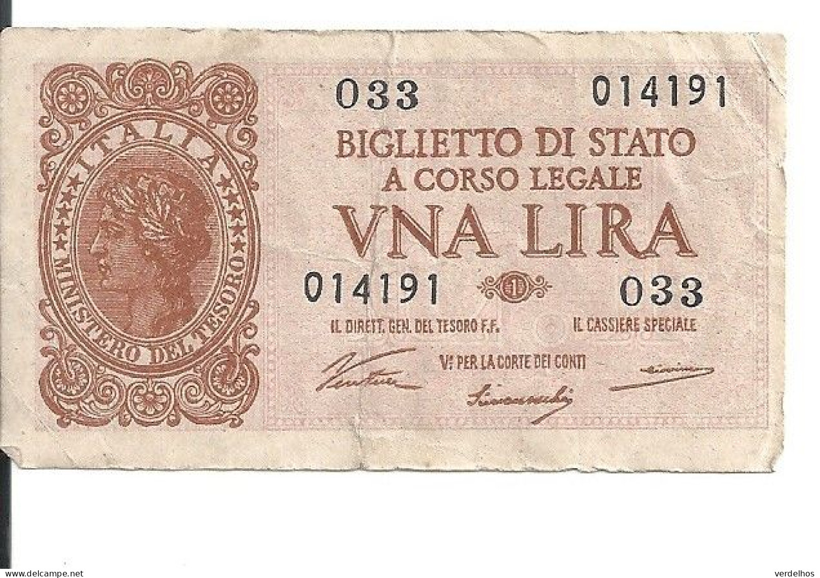 ITALIE 1 LIRE 1944 VF P 29 A - Regno D'Italia – 1 Lira