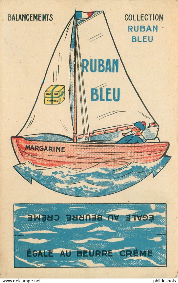 Carte PUBLICITAIRE    " égale Au Beurre Crème  "  RUBAN BLEU ( Découpage ) - Publicité