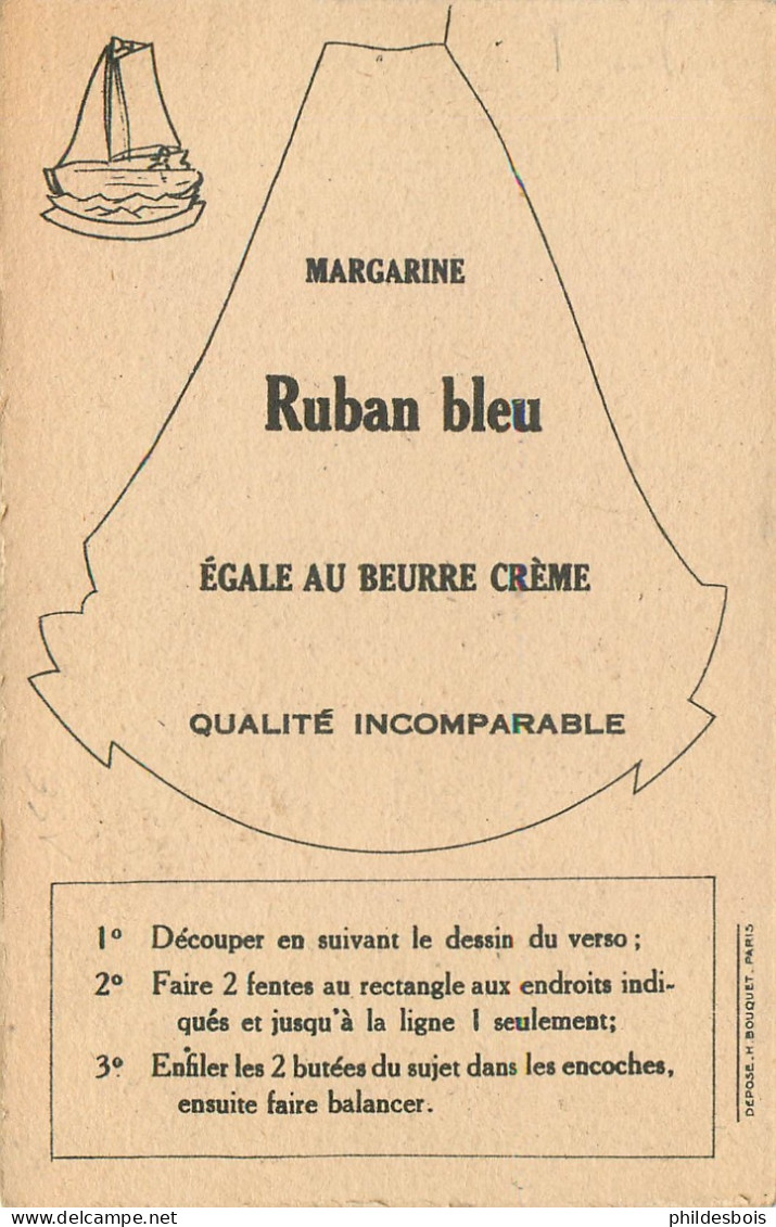 Carte PUBLICITAIRE    " égale Au Beurre Crème  "  RUBAN BLEU ( Découpage ) - Publicité