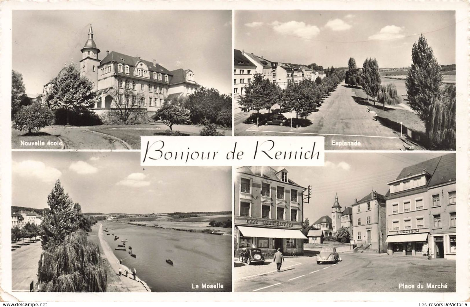 LUXEMBOURG - Remich - Nouvelle école - Esplanade - La Moselle - Place Du Marché -  Carte Postale Ancienne - Remich