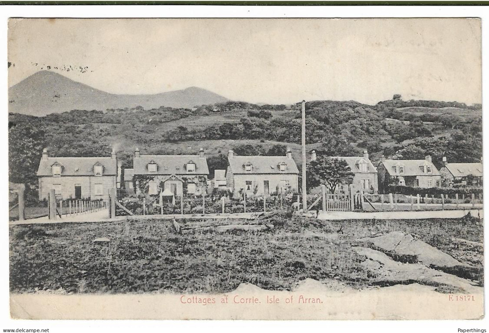 Postcard, Scotland, Firth Of Clyde, Isle Of Arran, Cottages At Corrie, Road, Street, Landscape - Ayrshire