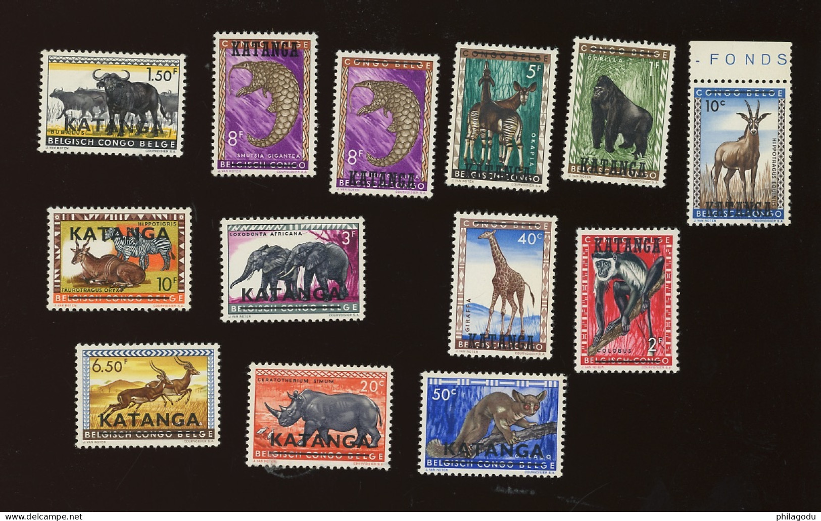 6/17 + 16a **.  KATANGA Animaux 13v Complet.  Cote 78,--€. Postfris MNH - Katanga