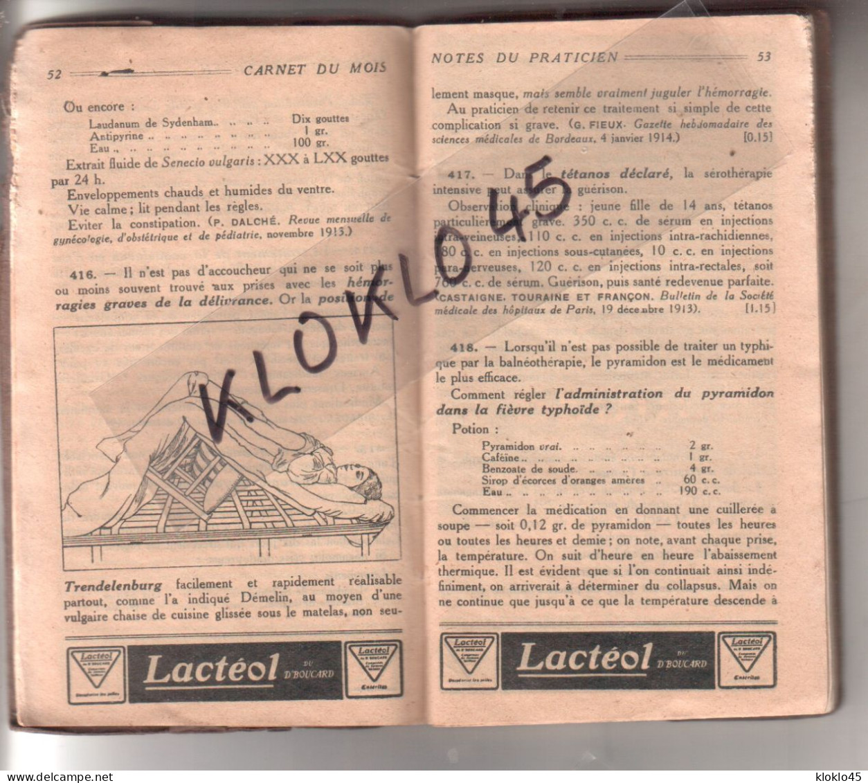 Agenda Calendrier De Docteur Du Loiret MARS 1914 Carnet Rendez Vous Des Patients Le Moulinet , Thimory , Montereau ... - Petit Format : 1901-20