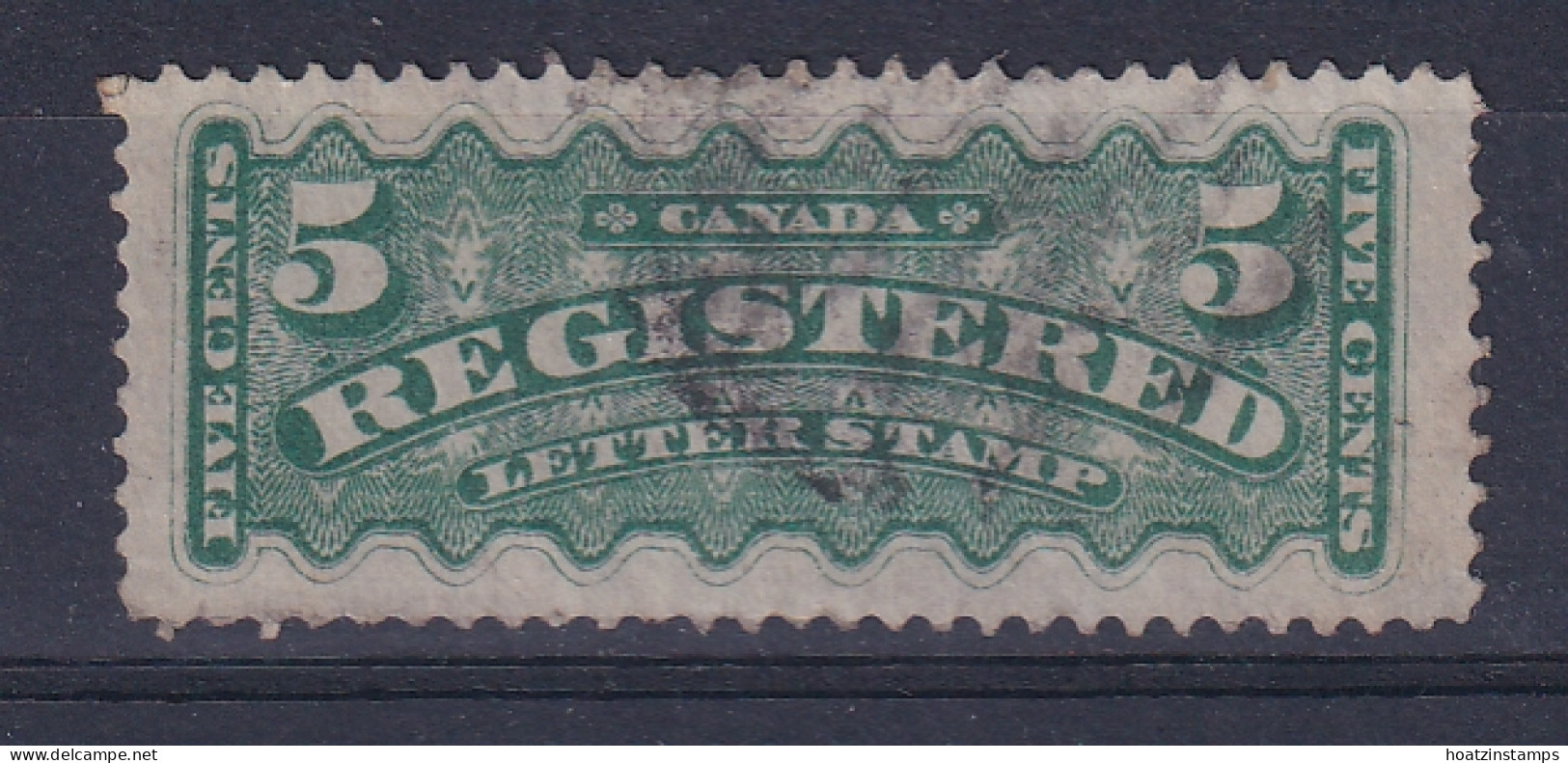 Canada: 1875/92   Registration Stamp   SG R6    5c   Deep Green   Used - Recommandés