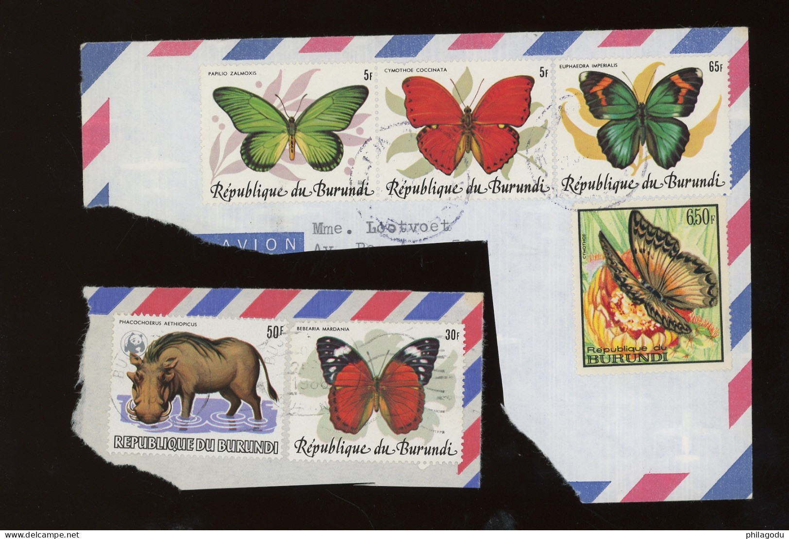 1984  Burundi Papillons Schmetterlingen Farfale Ø On Piece - Usados