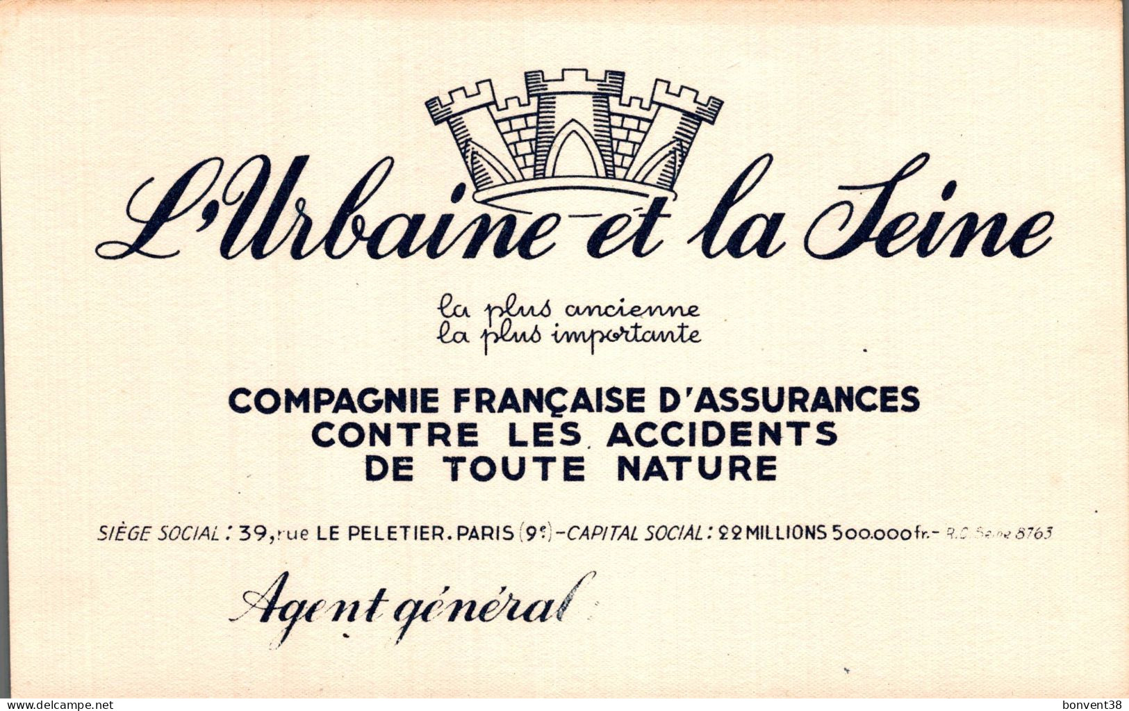 J2109 - BUVARD - L'URBAINE Et La SEINE - ASSURANCE - Ppp - Bank & Versicherung
