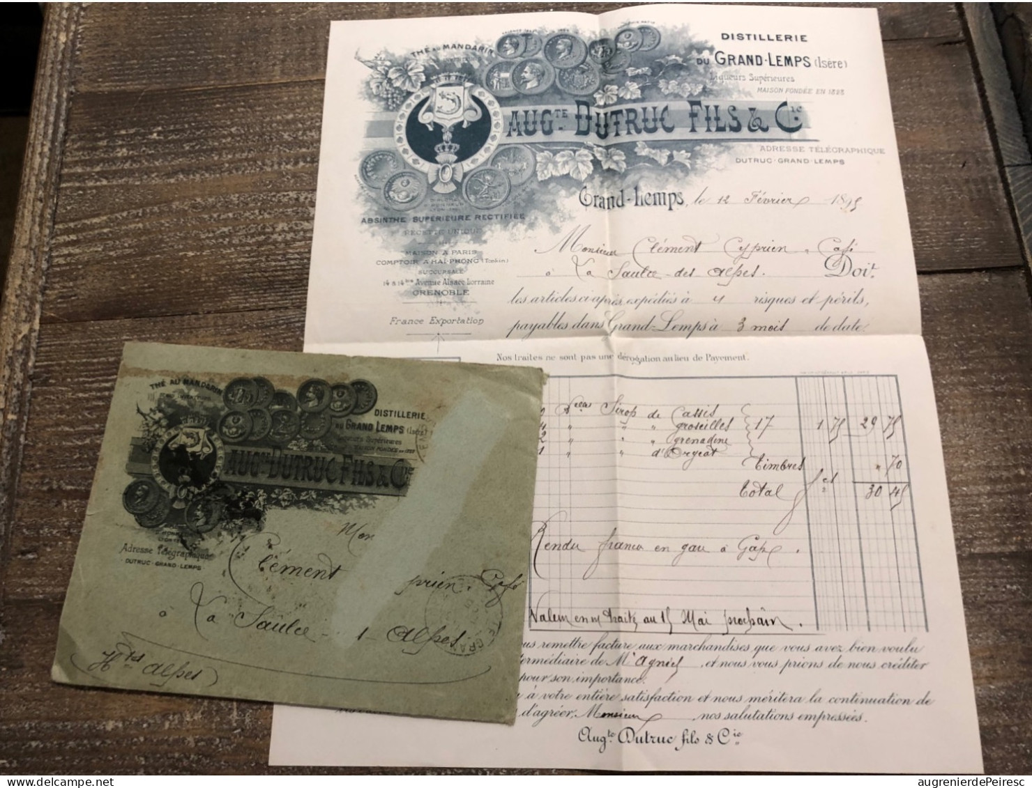 Facture Distillerie Dutruc 1895 Grand Lemps (Isère) - Rechnungen