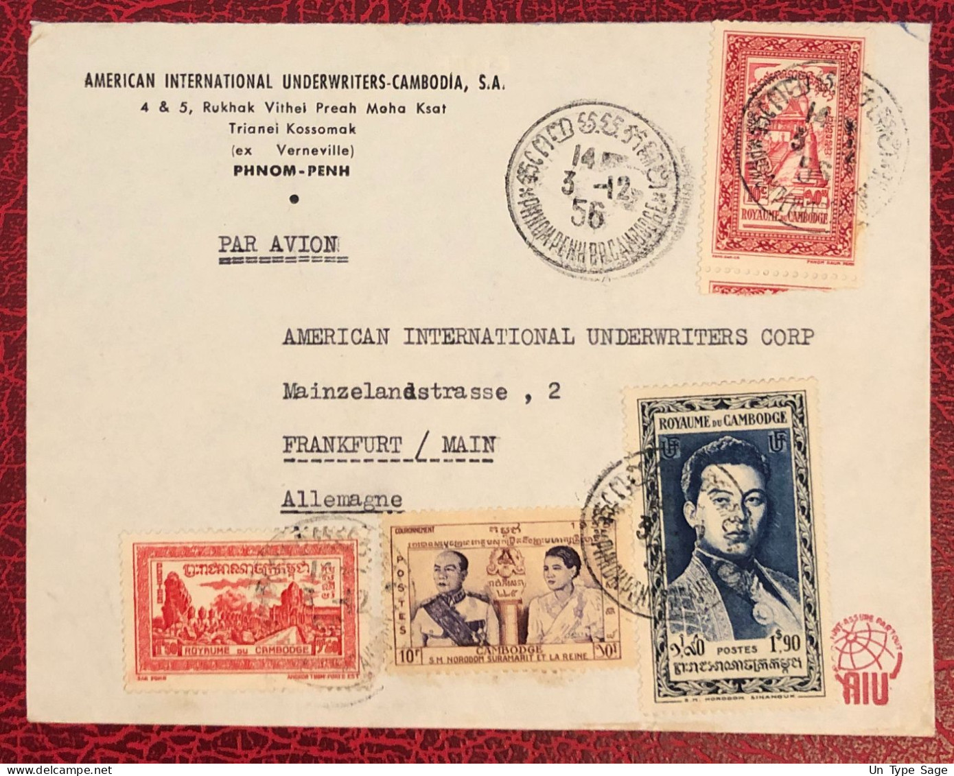 Cambodge, Divers Sur Enveloppe TAD Phnom Penh 3.12.1956, Pour L'Allemagne  - (B1758) - Kambodscha