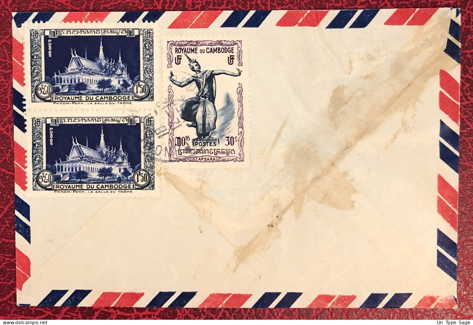 Cambodge, Divers (1ère émission) Sur Enveloppe TAD Phnom Penh 12.12.1952, Pour La France  - (B1768) - Cambodia