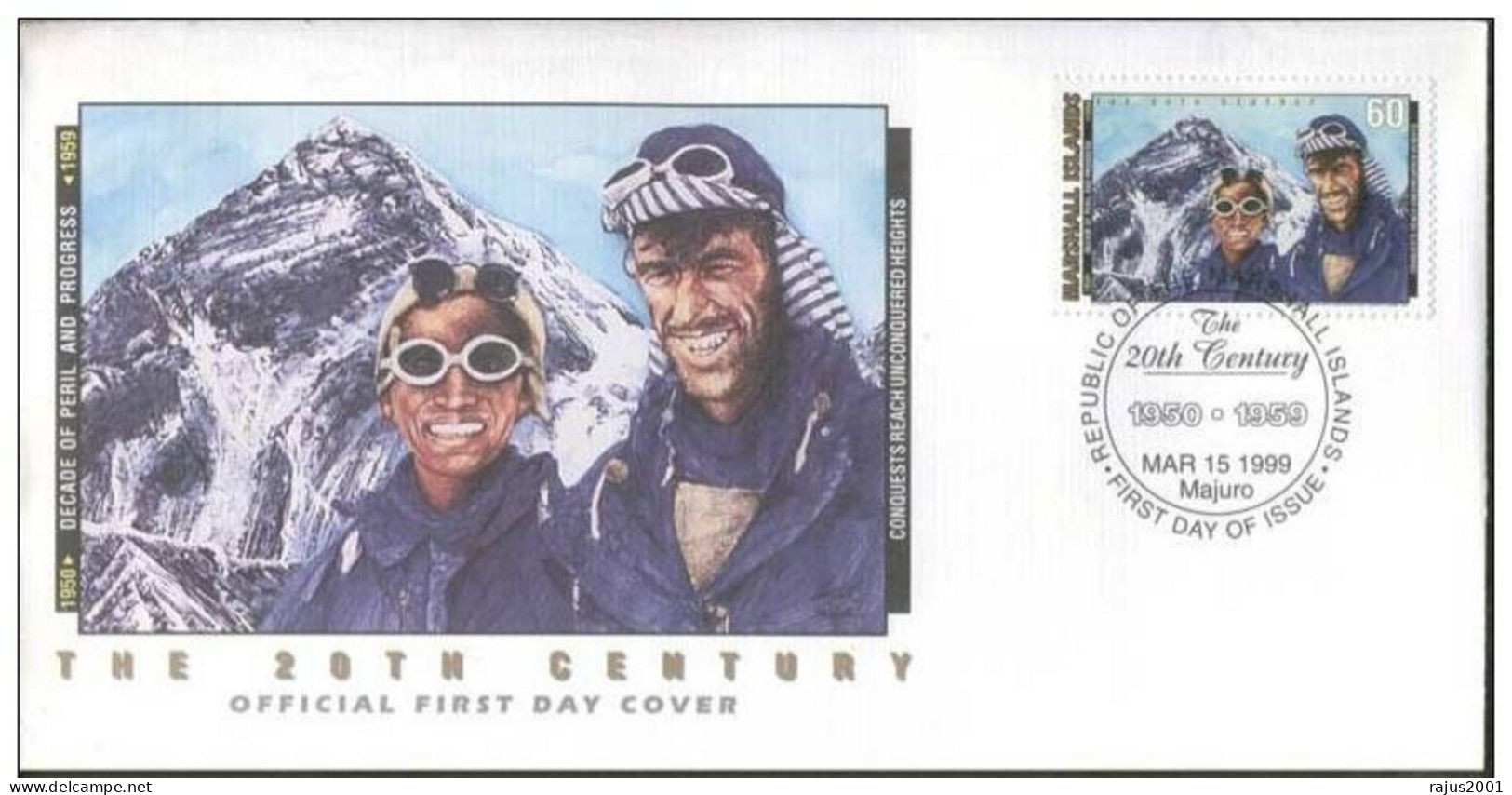 Sir Edmund Hillary & Sherpa Tenzing At Mount Everest, Mountain, Climbing, Geology, Mountaineering, Sport, Marshall FDC - Arrampicata