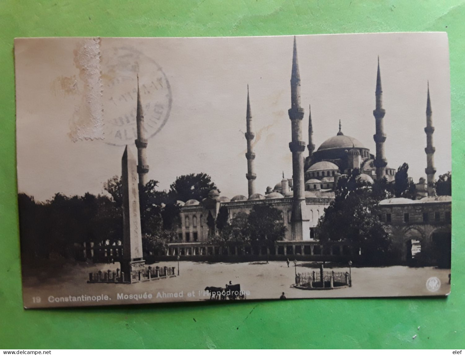 Constantinopel Yvert 671 ,1 1/2 P Vert Jaune O Carte  Mosquée Ahmed Hippodrome Constantinople ,  1923 > Reichenbach - Covers & Documents