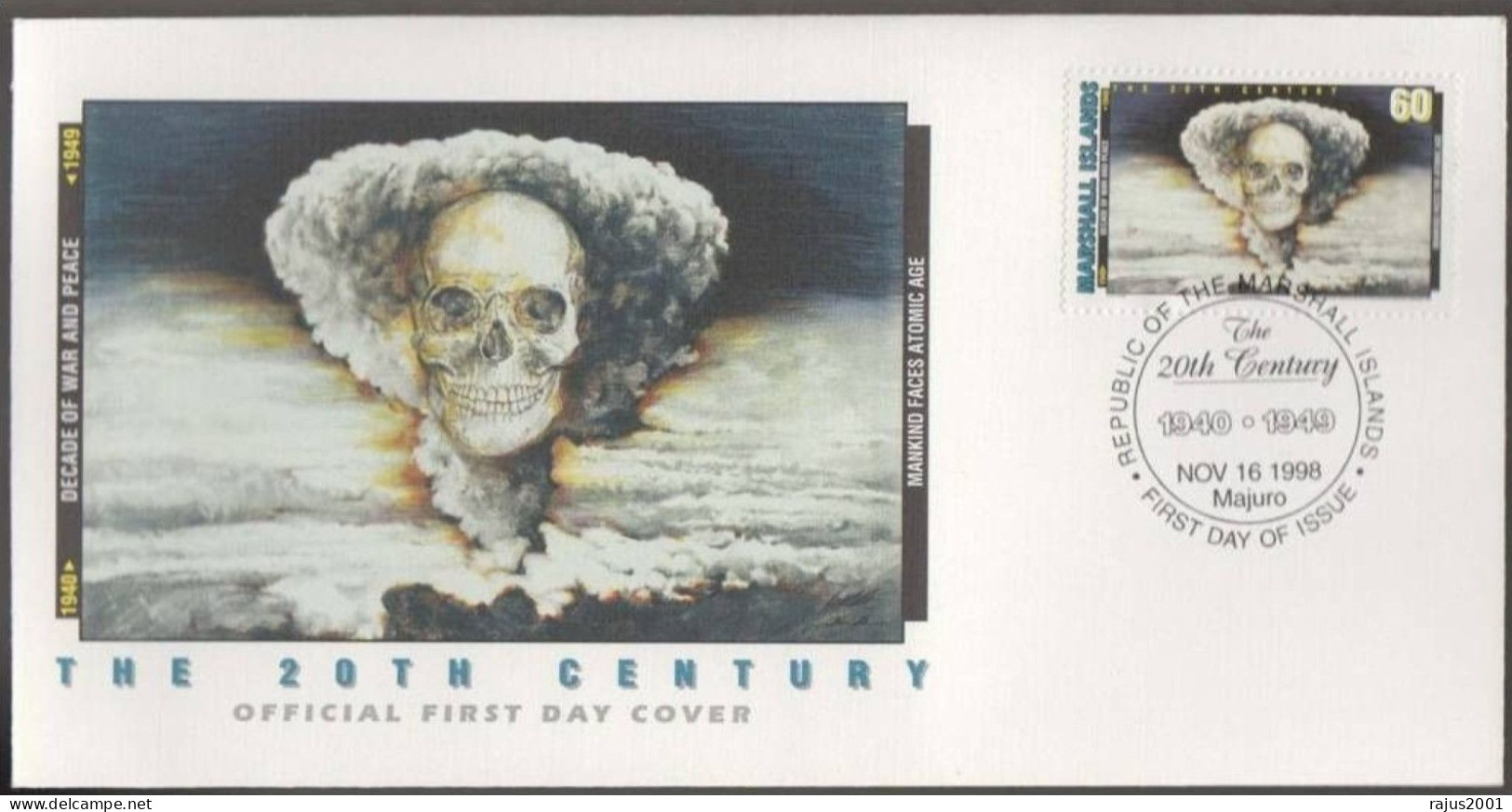 Mushroom Cloud Mankind Faces The Atomic Age, Scientists Test First Atomic Bomb Near Alamogordo, New Mexico, Skull, FDC - Atomo