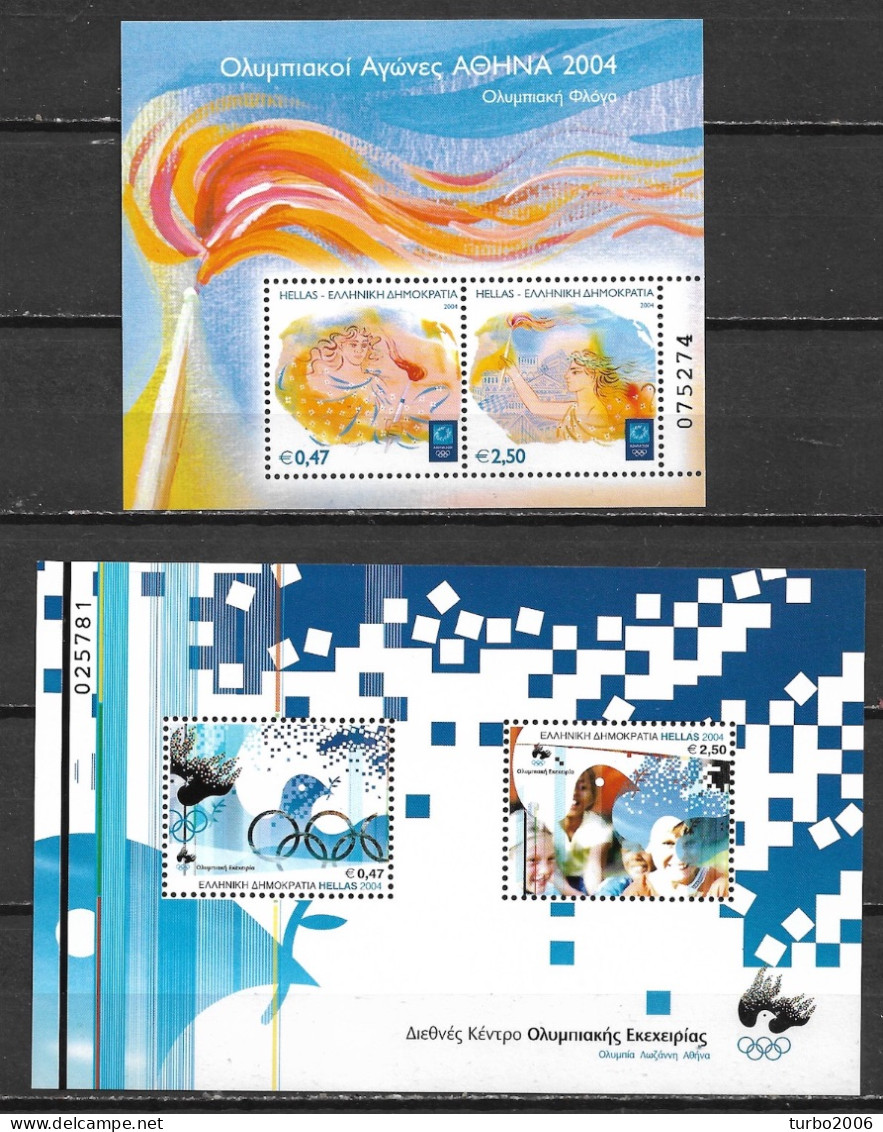 GREECE 2004 Athen's 2004 : Olympic Flame And Truce 2 MNH Sheets Hellas F 34 / 35 - Hojas Bloque