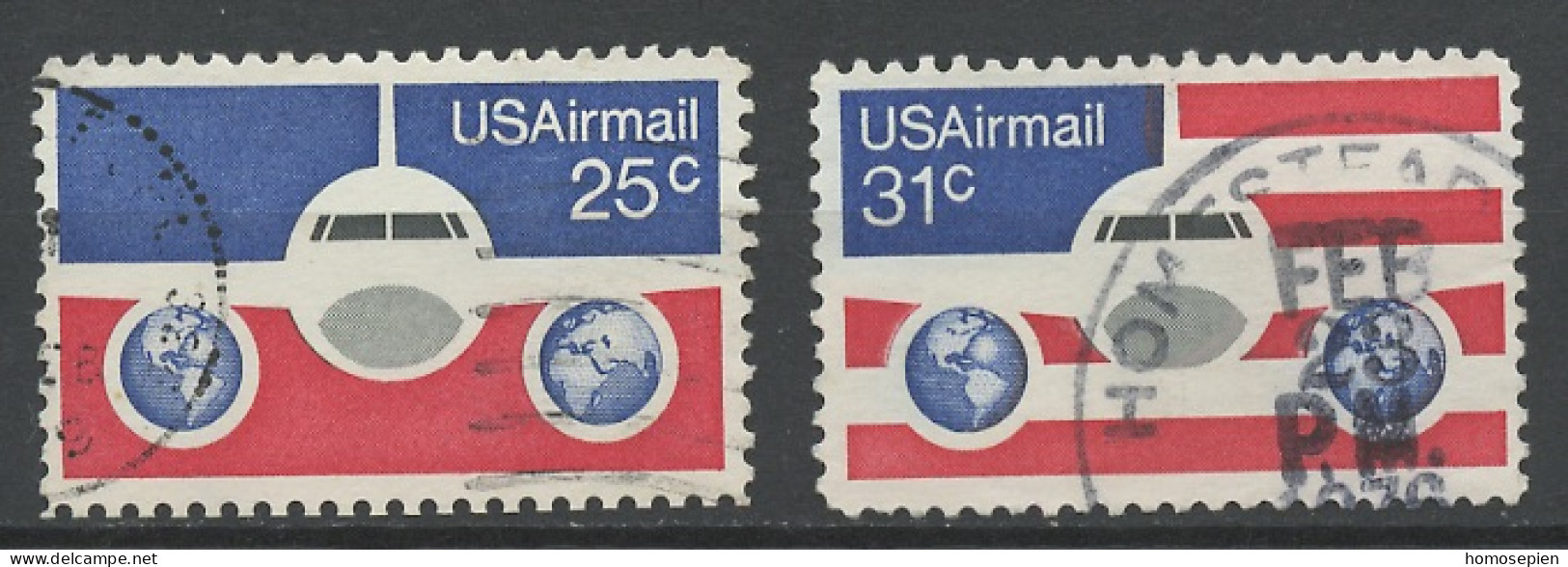 Etats Unis - Vereinigte Staaten - USA Poste Aérienne 1976 Y&T N°PA83 à 84 - Michel N°F1200 à 1201 (o) - Avions Stylisés - 3a. 1961-… Gebraucht
