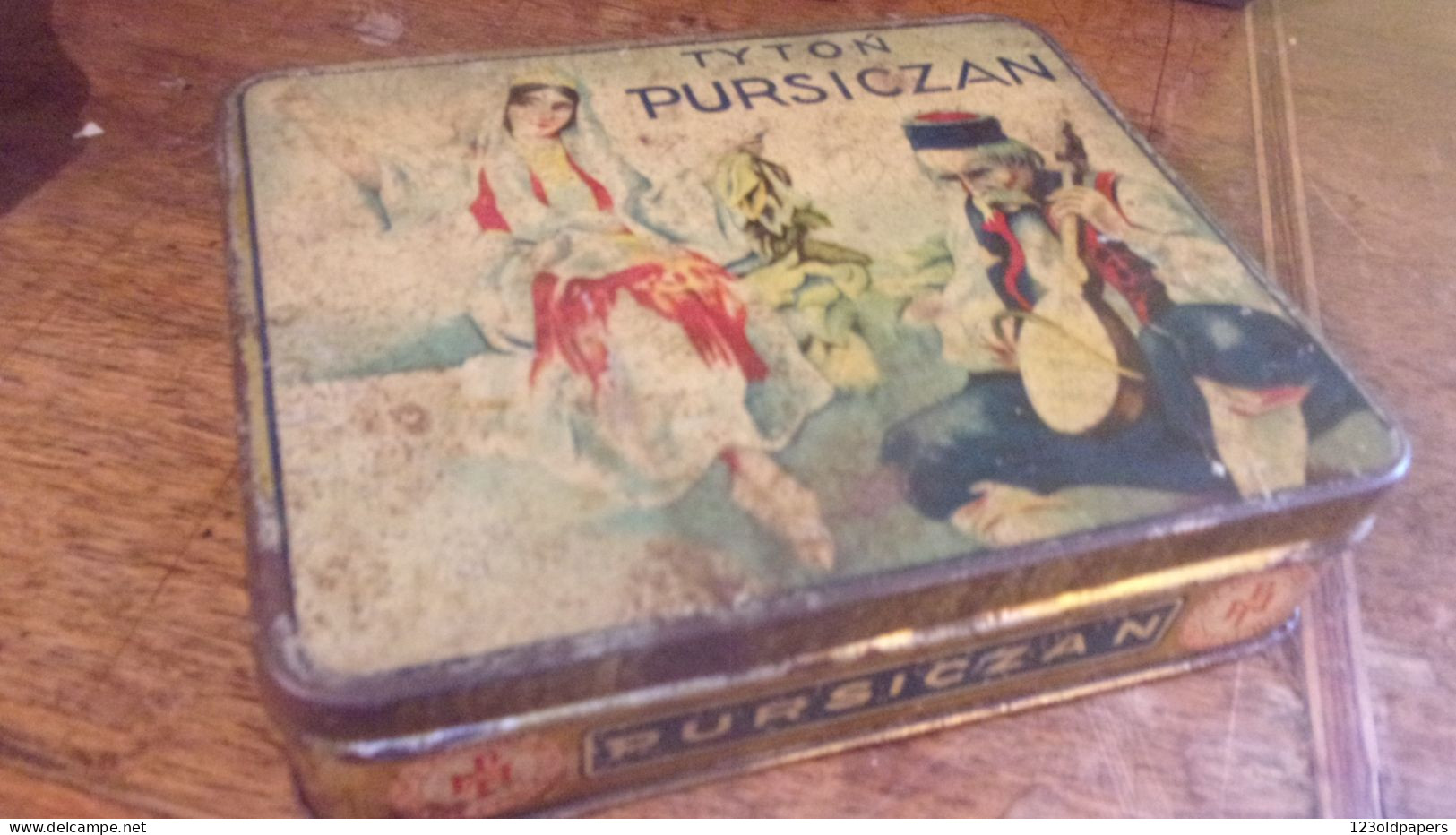 ANCIENNE Boîte à Cigarettes Tôle Tytoń Pursiczan Pologne POLEN POLAND - Schnupftabakdosen (leer)