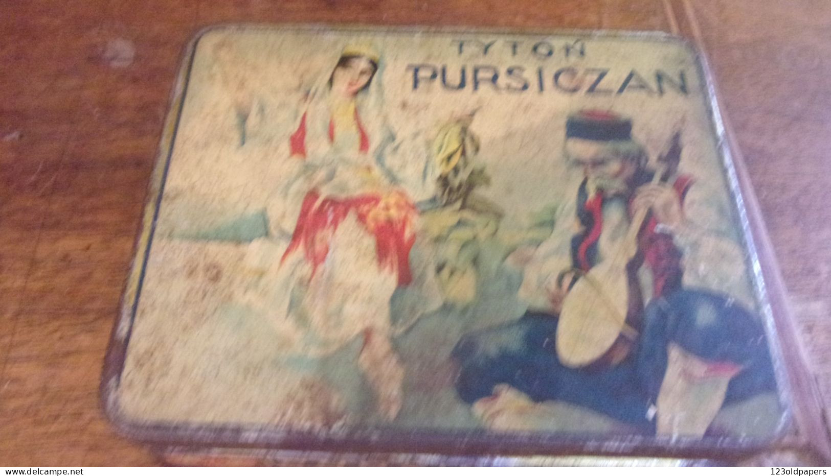 ANCIENNE Boîte à Cigarettes Tôle Tytoń Pursiczan Pologne POLEN POLAND - Schnupftabakdosen (leer)