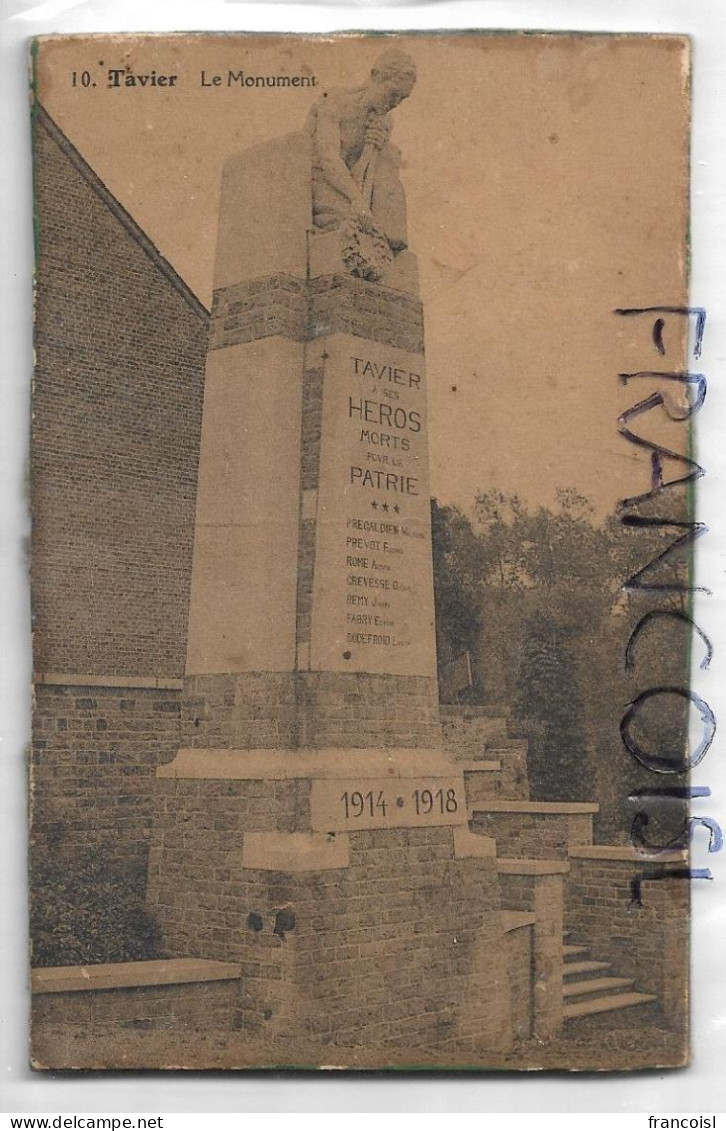 Tavier (B-5310). Carte Ancienne Collée Sur Un Carton Découpé: Le Monument - Eghezee