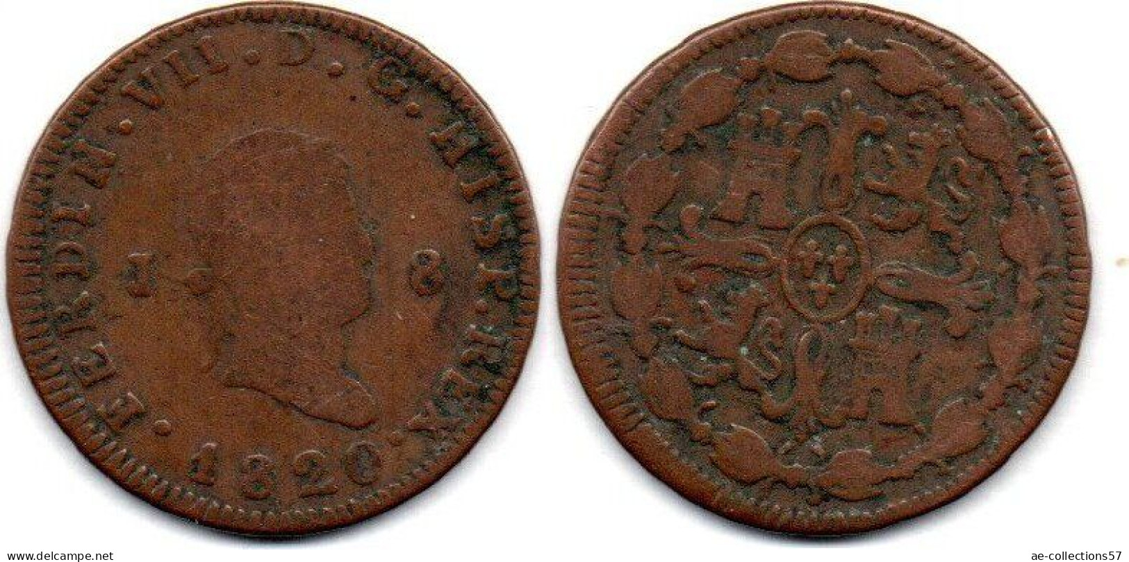 MA 25078 / Espagne - Spain - Spanien 8 Maravedis 1820 J TB - First Minting