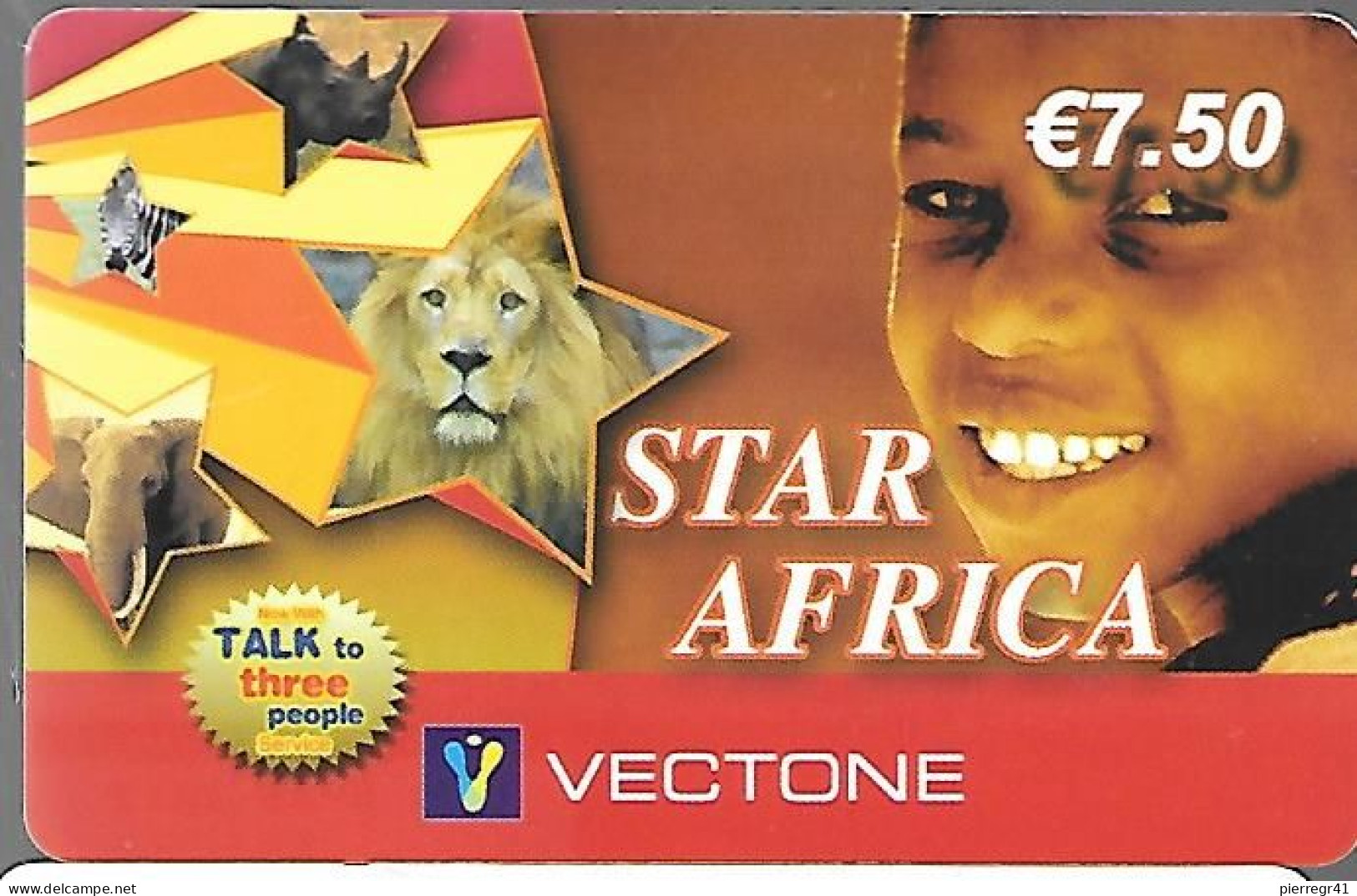 CARTE-PREPAYEE-VECTONE-STARAFRICA-Elephant/Lion/Rhino/Zebre/ Ex-12/02002-Gratté-T BE-RARE - Jungle