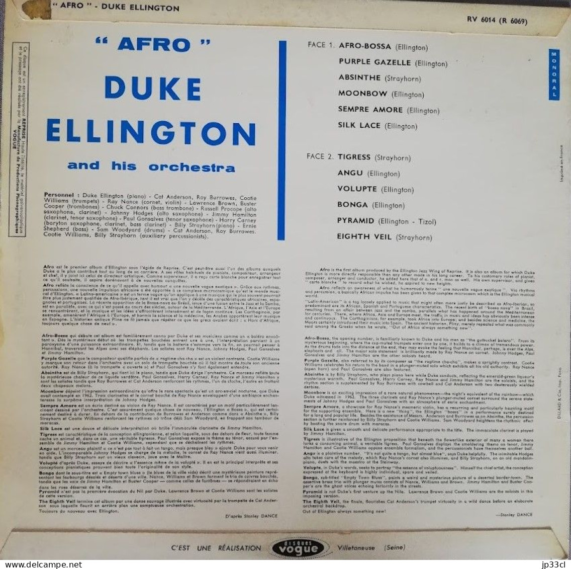 AFRO By Duke Ellington And His Orchestra (Disques Vogue - Reprise) - Jazz