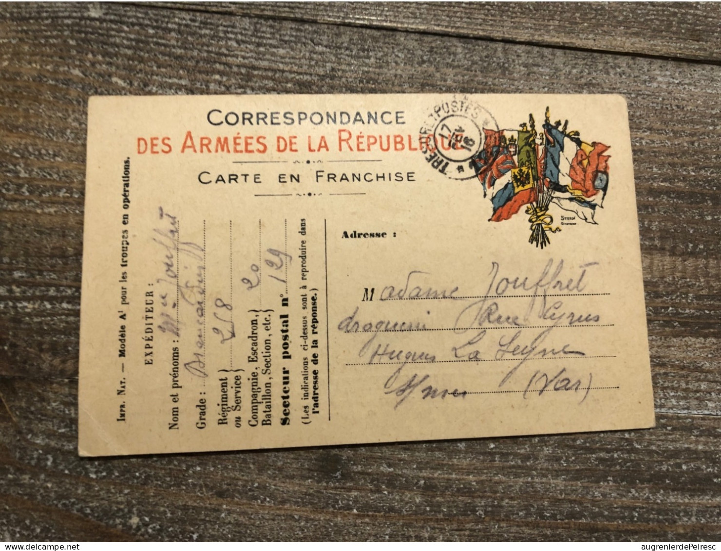 Carte D’un Brancardier Du 258e Régiment D’infanterie 1916 La Seyne Sur Mer (Var) - 1914-18