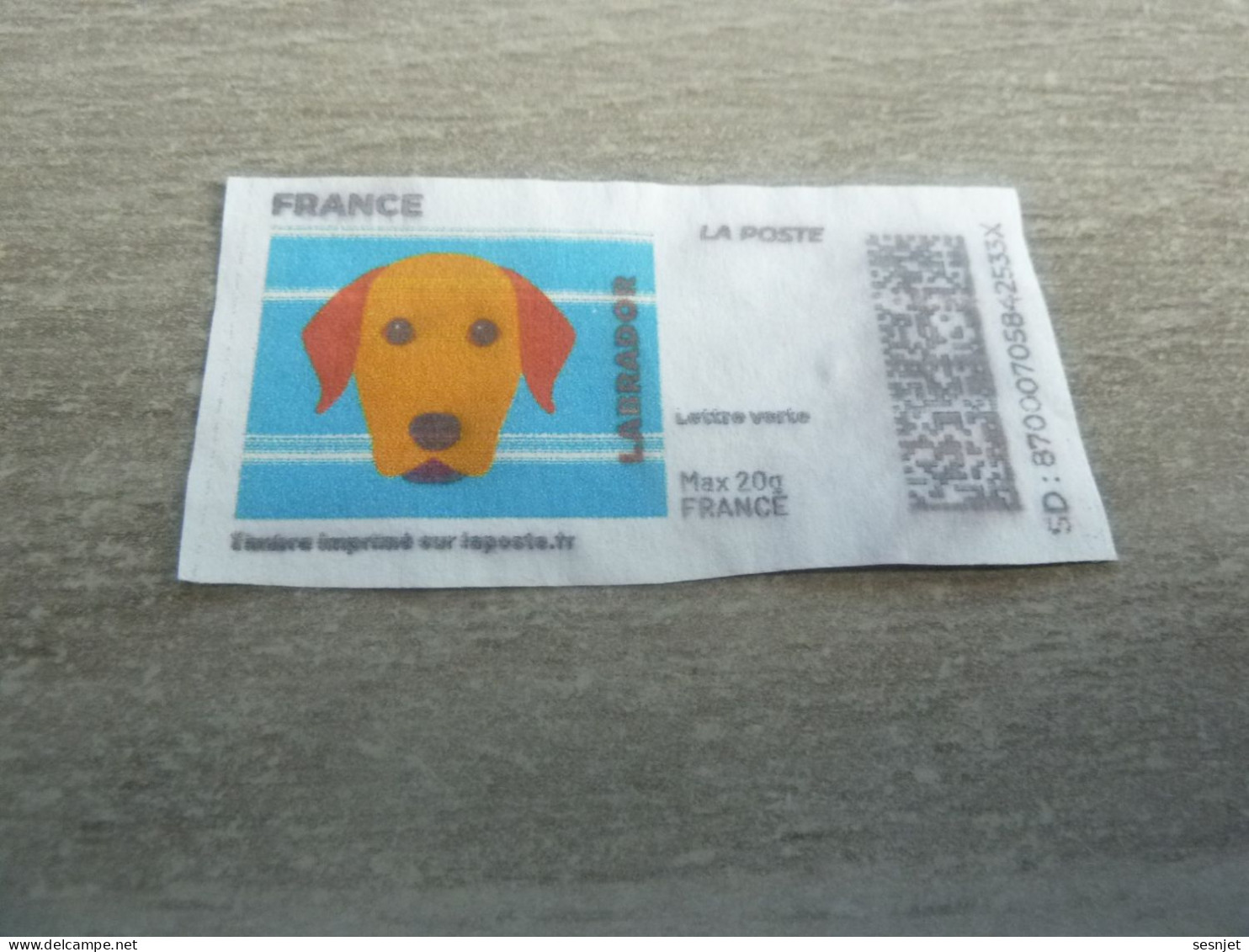 Mon Timbre En Ligne - Lettre Verte 20 G - Tête De Chien - Qr Code - Multicolore - Oblitéré - Année 2015 - - 2011-2020