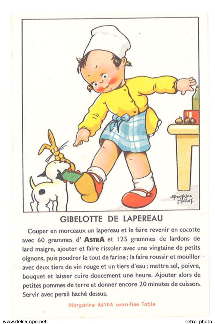 Cpa Pub Margarine Astra , Gibelotte De Laperau ( Recette  ), Signée Béatrice Mallet - Publicité