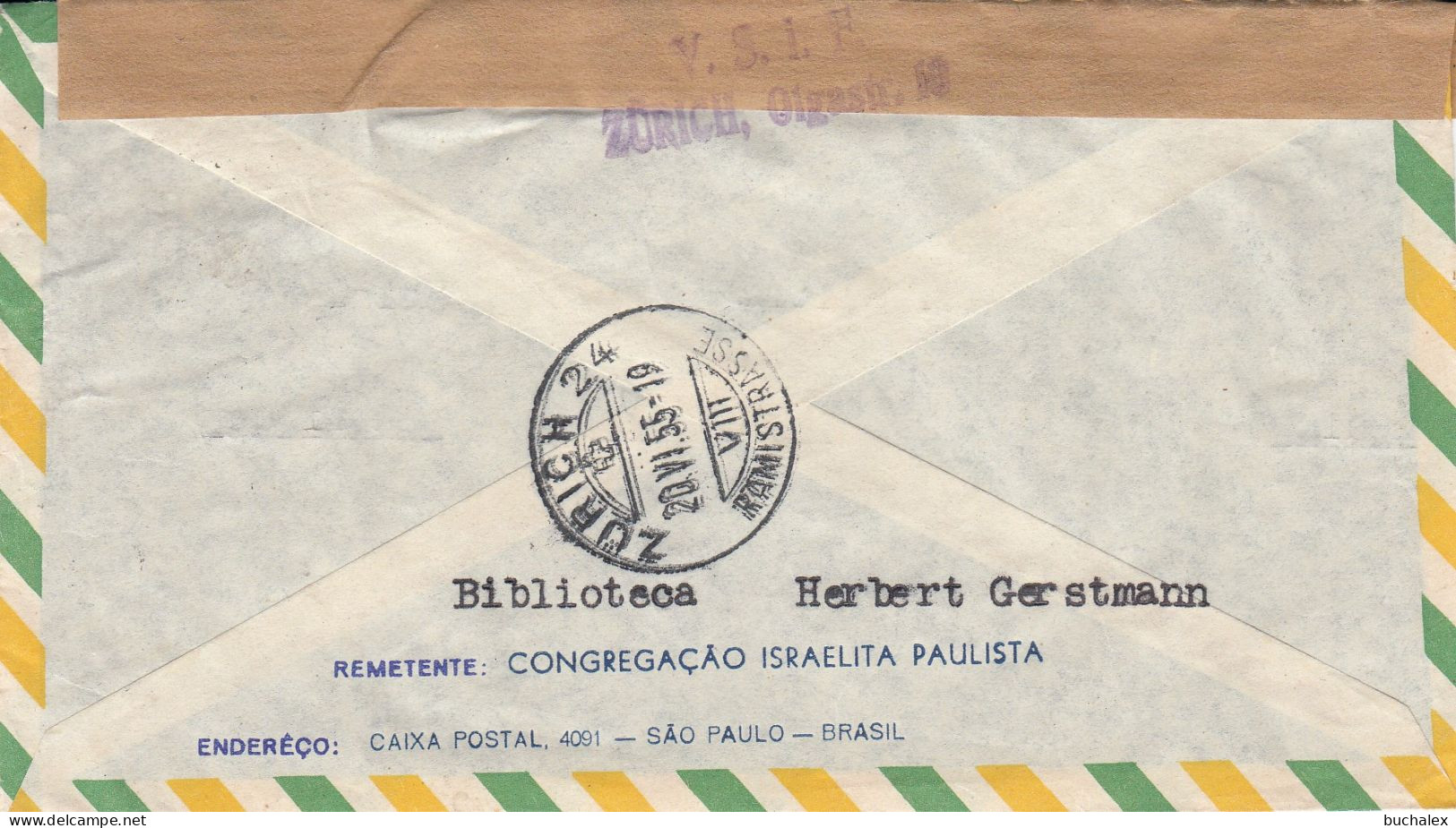 Brasilien Zensurpost Aus Dem Jahr 1955 Von Sao Paulo Nach Zürich - Storia Postale