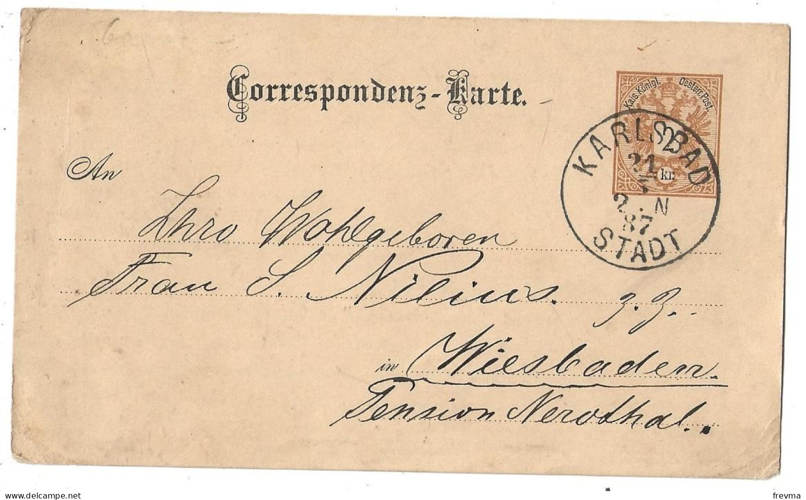 Entier Postaux Allemagne Obliteration Karlsbad 1887 - Sonstige & Ohne Zuordnung