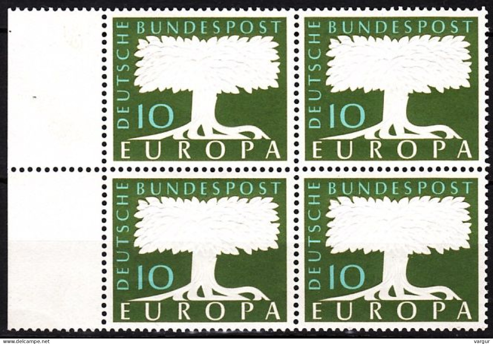 GERMANY 1957 EUROPA, 10 Pf In Block Of 4v, MNH - 1957