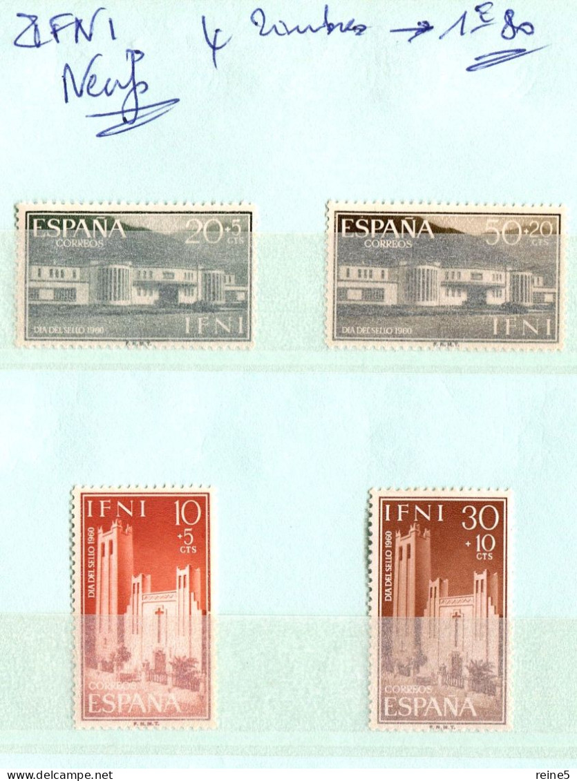 IFNI COLONIE ESPAGNOLE AU SUD DU MAROC > MONUMENTS >> 4 TIMBRES NEUFS SANS CHARNIERE -TRES BON ETAT -REF-0-0-TPL-33- - Variétés & Curiosités