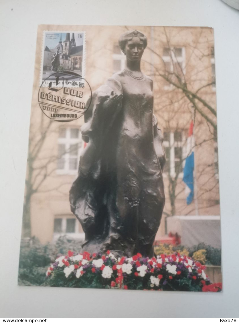 Carte Maximum, Statue Grand-Duchesse Charlotte De Luxembourg 1996 - Cartes Maximum