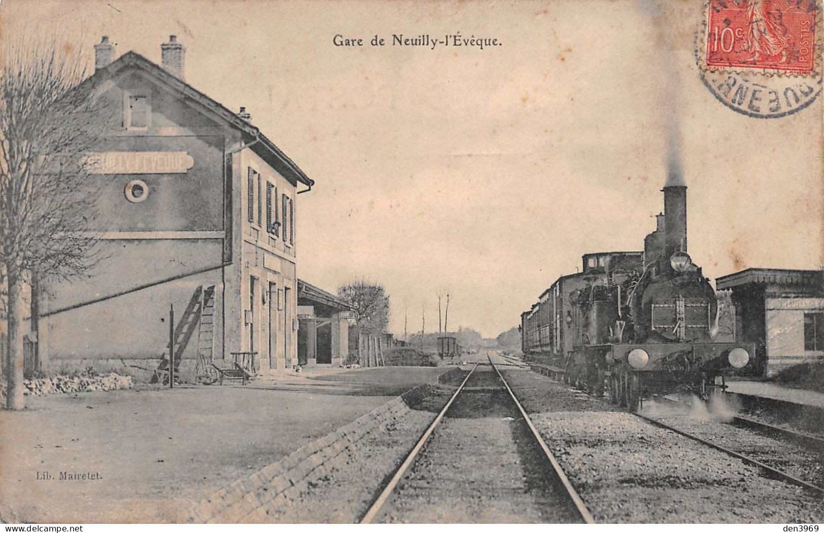 Gare De NEUILLY-l'EVEQUE (Haute-Marne) - Train, Locomotive - Voyagé 1907 (2 Scans) - Neuilly L'Eveque