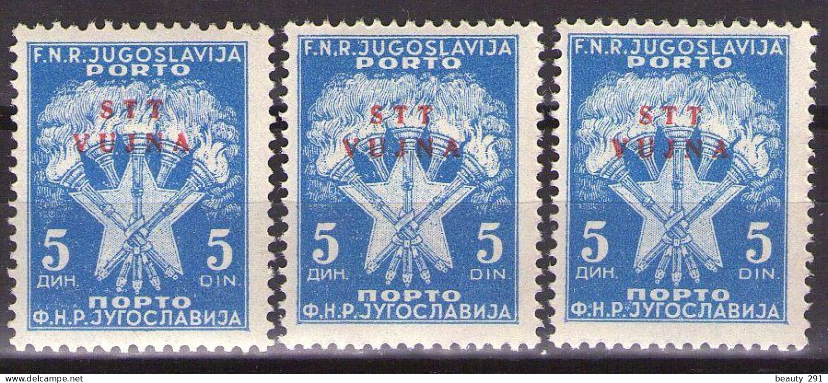 ITALIA - Trieste-Zona B -1952 - Mi 13 X 3 - POSTAGE DUE - MNH**VF - Portomarken