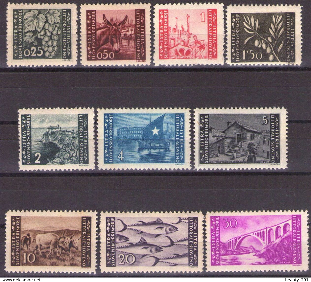 ISTRIA E LITORALE SLOVENO 1945. Tiratura Di Lubiana, Dent. 10 1/2-11 1/2, Sass. 41/50; MNH(**) - Yugoslavian Occ.: Slovenian Shore