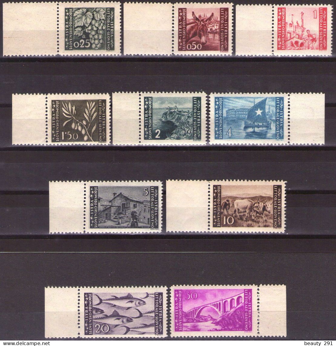 ISTRIA E LITORALE SLOVENO 1945. Tiratura Di Lubiana, Dent. 10 1/2-11 1/2, Sass. 41/50; MNH(**) - Joegoslavische Bez.: Slovenische Kusten