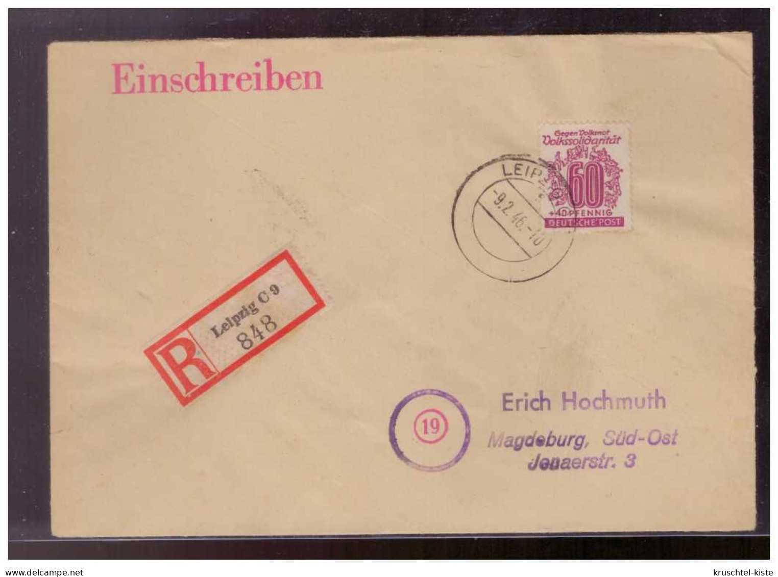 SBZ (009441) Einschreiben Leipzig Gep. Ströh Auf Brief Innenseite Mit MNR 149Ya - Lettres & Documents