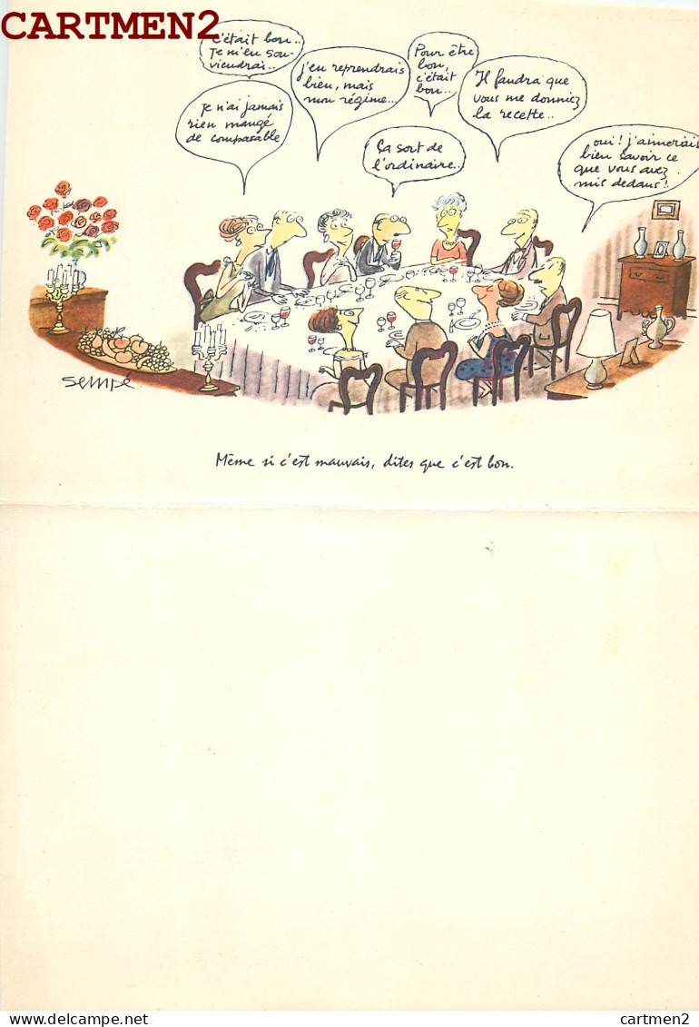 SERIE DE 9 GRANDS MENUS ILLUSTRATEUR SEMPE HUMOUR PUBLICITE MEGABYL MENU " 13 X 18 CM FERME " 