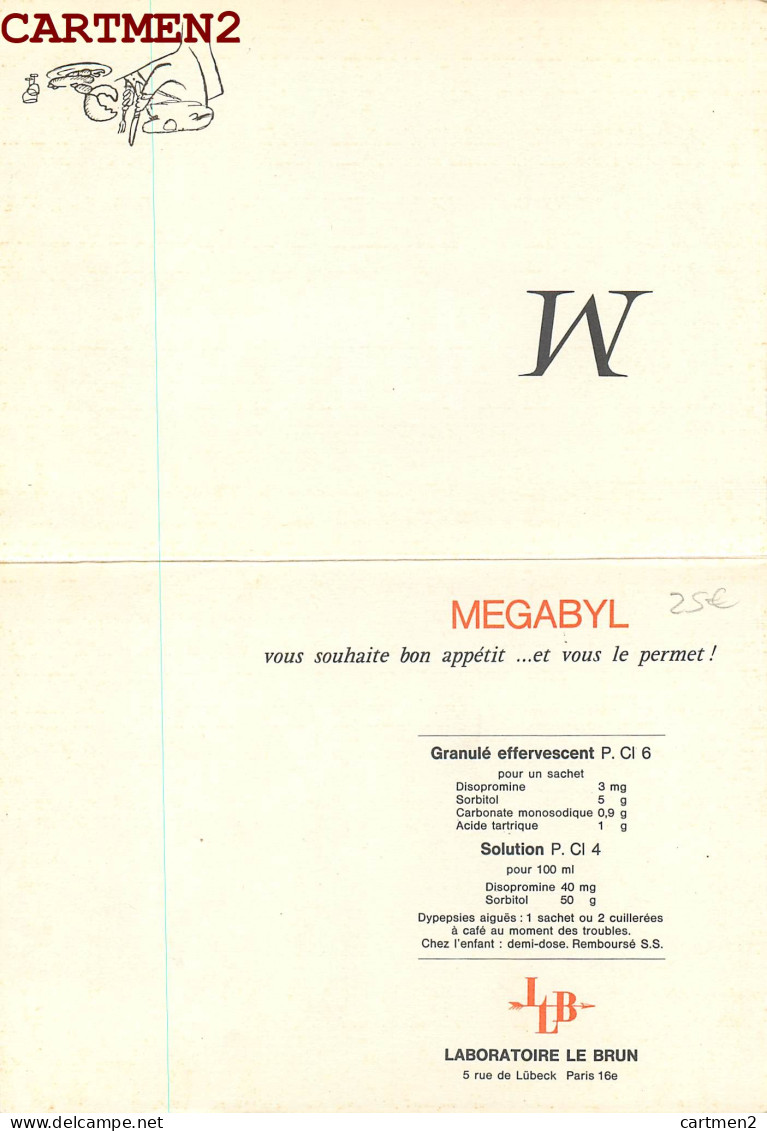 SERIE DE 9 GRANDS MENUS ILLUSTRATEUR SEMPE HUMOUR PUBLICITE MEGABYL MENU " 13 X 18 CM FERME " 