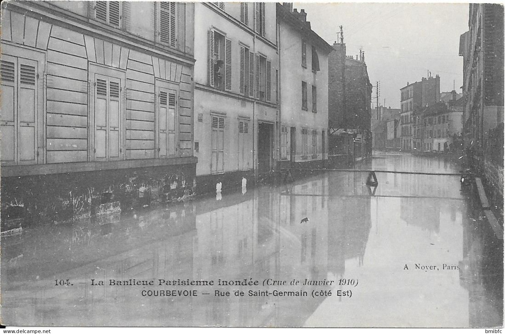 La Banlieue Parisienne Inondée - Crue De Janvier 1910 - COURBEVOIE - Rue De Saint-Germain (côté Est) Pub Au Dos KUB - Inondations