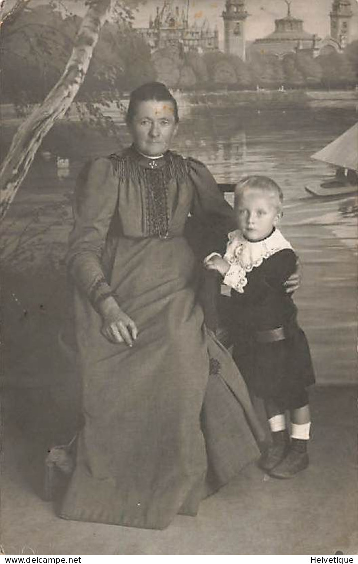 Carte-Foto Zürich Mutter Mit Sohn Mère Avec Son Fils 1911 Cachet Bulach - Bülach