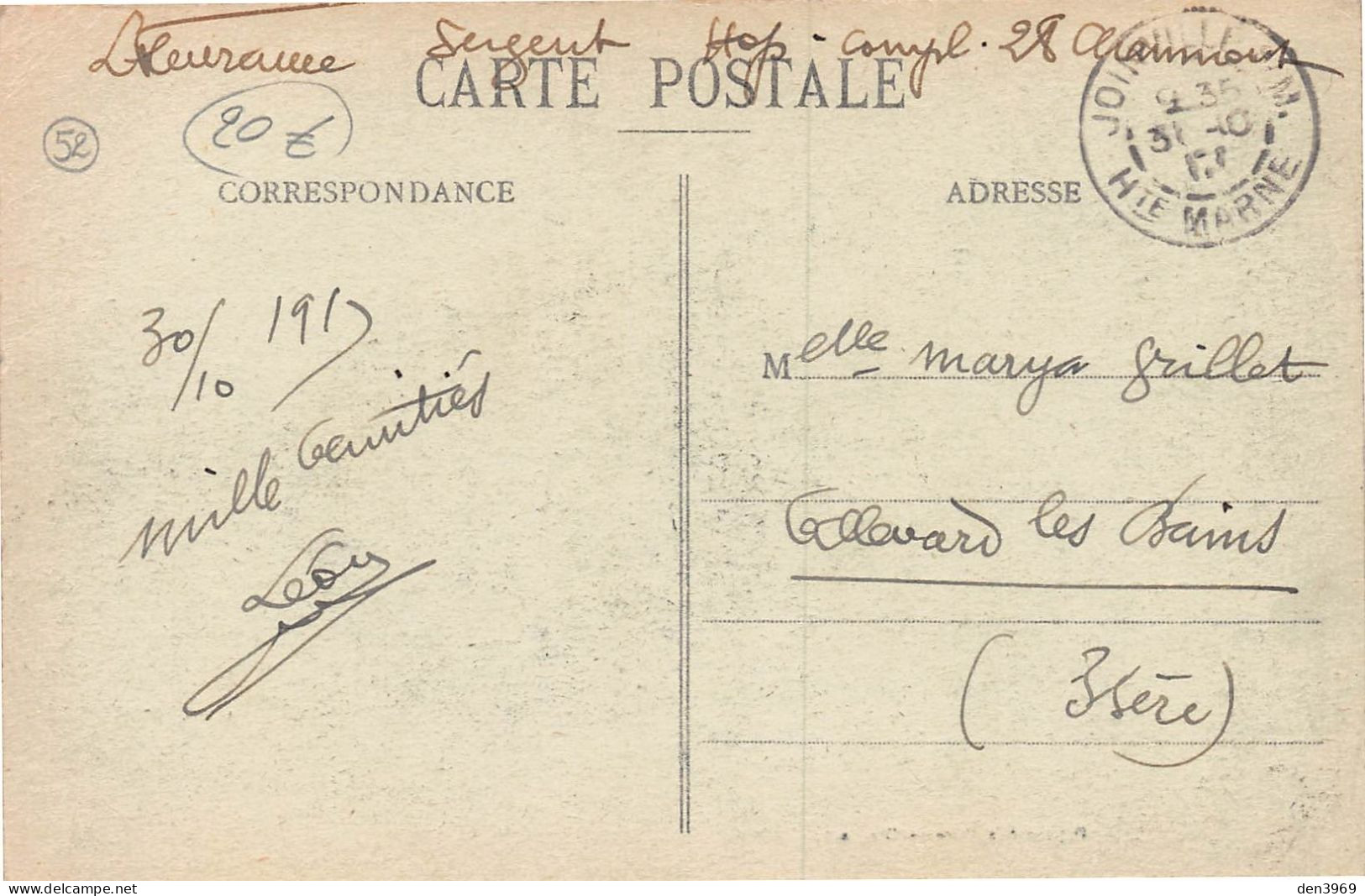 POISSONS (Haute-Marne) - Bief Du Moulin - Voyagé 1917 (2 Scans) - Poissons