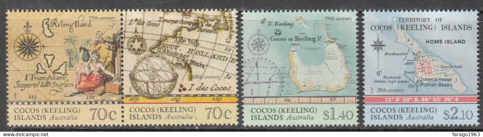 2014 Cocos Maps  Complete Set Of 4 MNH - Cocos (Keeling) Islands