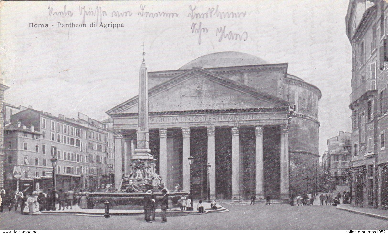 CPA  - PANTHEON DI AGRIPPA, FRONT VIEW, OBELISC, PEOPLE, 1914, ROME - ITALY - Pantheon