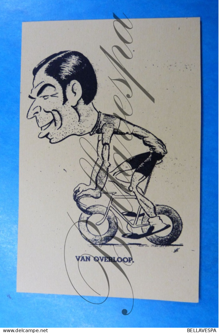 Publivox Verviers Wielrenner Coureur BARTALL-SOMERS-VAN OVERLOOP Karikatuur 3 X Prent - Ciclismo