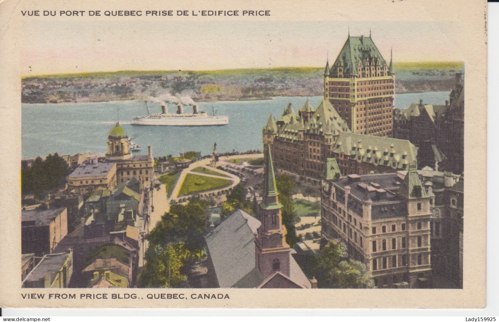 Vue Aérienne Fleuve St. Laurent, Rive Sud  Paquebot, Château Frontenac Terrasse Dufferin  Monument Québec Canada. - Québec - Château Frontenac