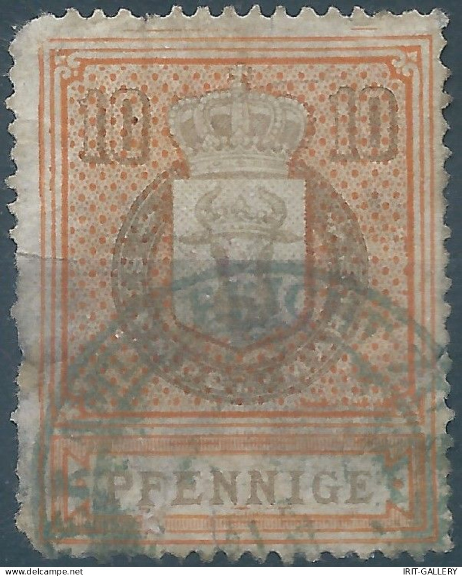 Germany-Deutschland,Mecklenburg Schwerin,Revenue Stamp Tax Fiscal,10 Pfenninge,Obliterated,Very Old And Used - Mecklenburg-Schwerin