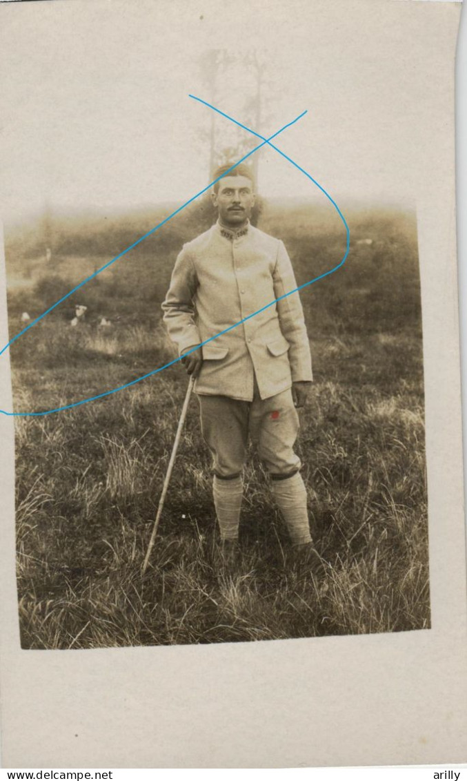 Photo Soldat Fr Portrait Poilu Avec Mot à Sa Famille Camp St Jean Tourbe Suippes Marne 1917 1WW 1GM - 1914-18