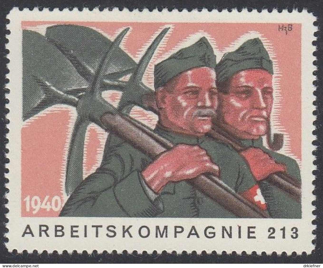 SCHWEIZ Soldatenmarke: Arbeitskompagnie 213, 1940, Ungebraucht - Etichette