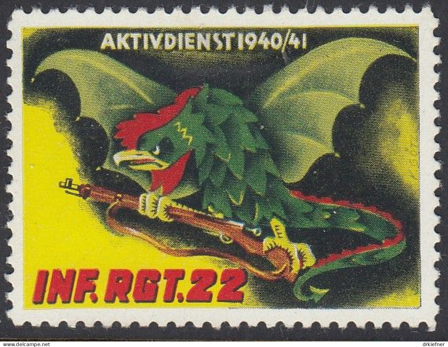 SCHWEIZ Soldatenmarke: Infanterie Regiment 22, Aktivdienst, 1940/41, Ungebraucht - Vignetten